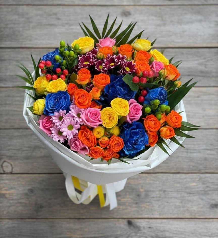 Букет цветов из: Розы и Хризантемы в Карачаевске