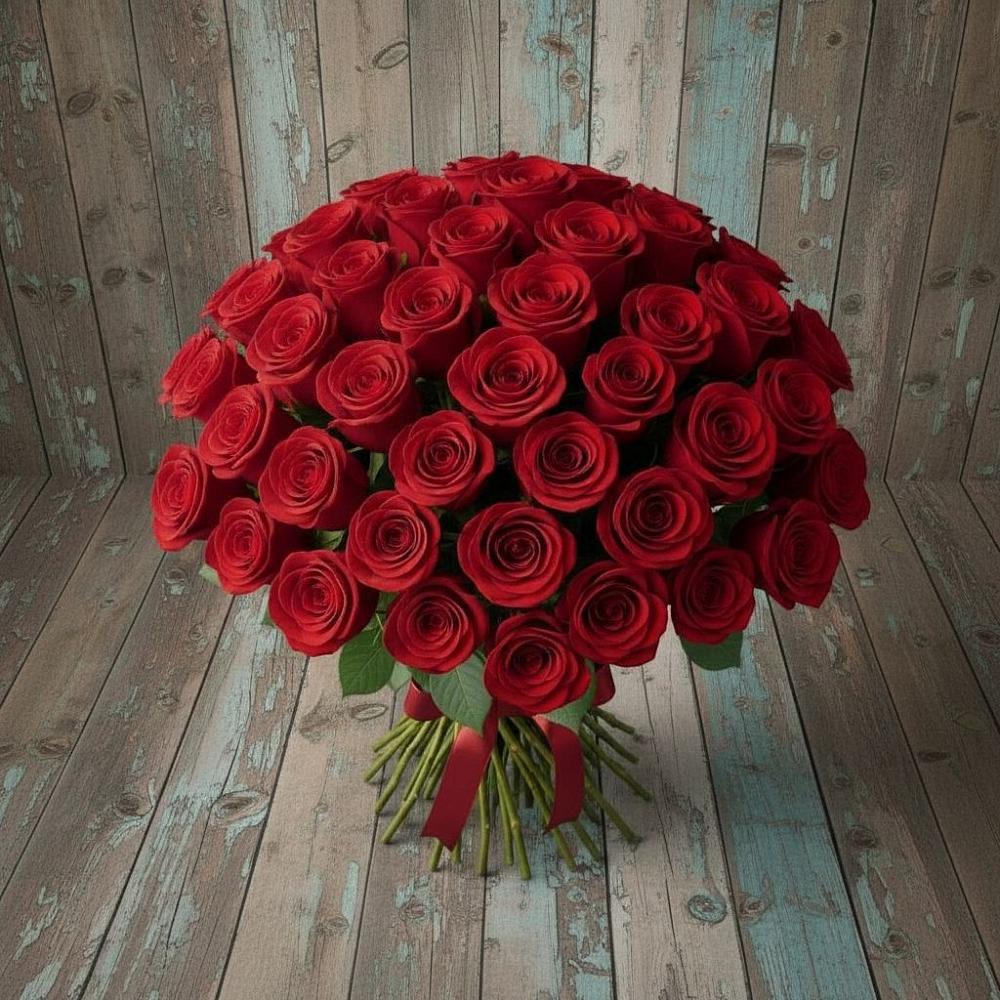 Букет 55 Красных роз Фридом в Карачаевске