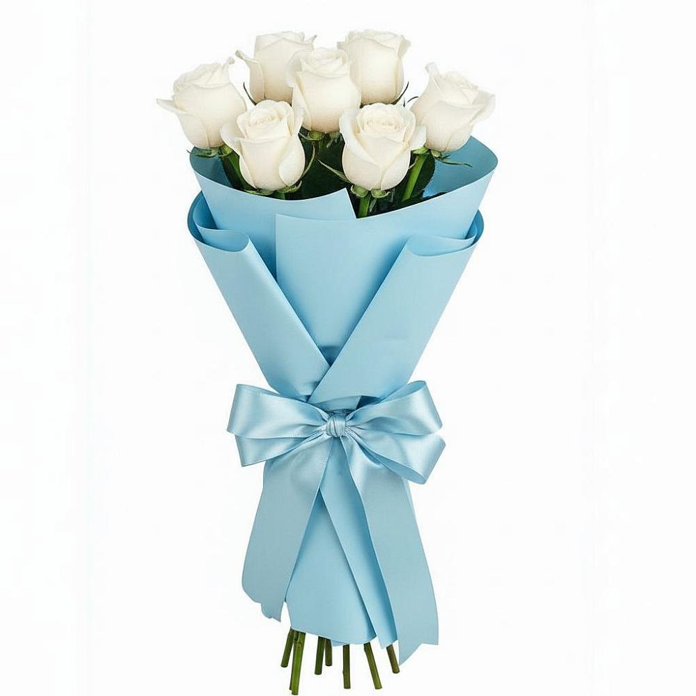 Букет 7 белых роз Проуд в Карачаевске