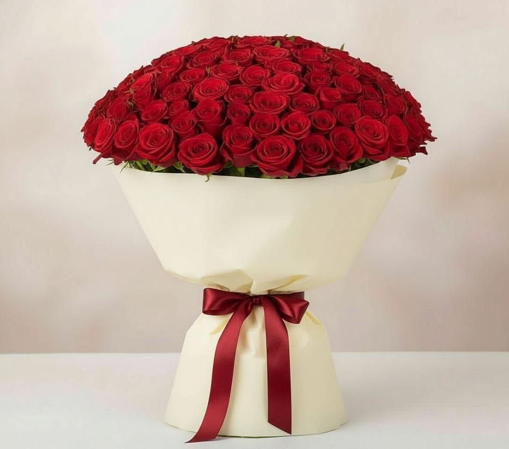 Букет 101 Красная роза Милано в Карачаевске