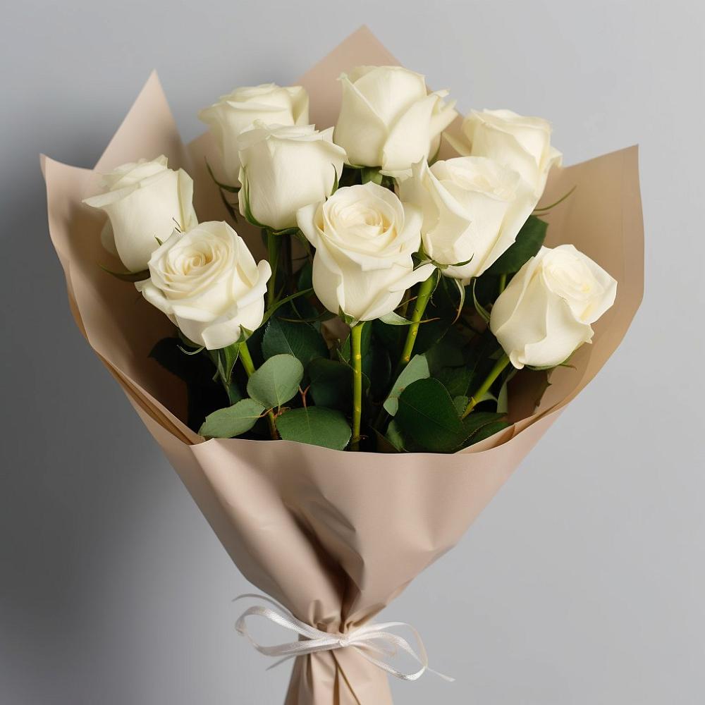 Букет 9 Белых роз Эдлесс Лав в Карачаевске