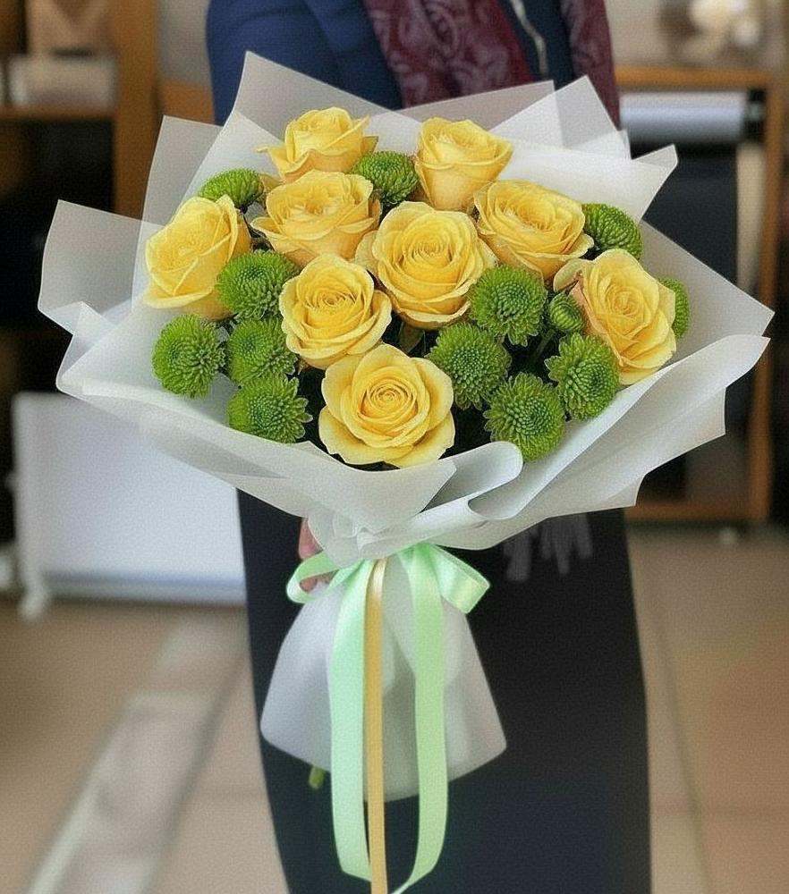 Букет цветов из: Хризантемы и Розы в Карачаевске