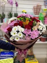 Букет цветов из:  Розы, Хризантемы и Альстромерии #REPLACE_PRED# Карачаевске
