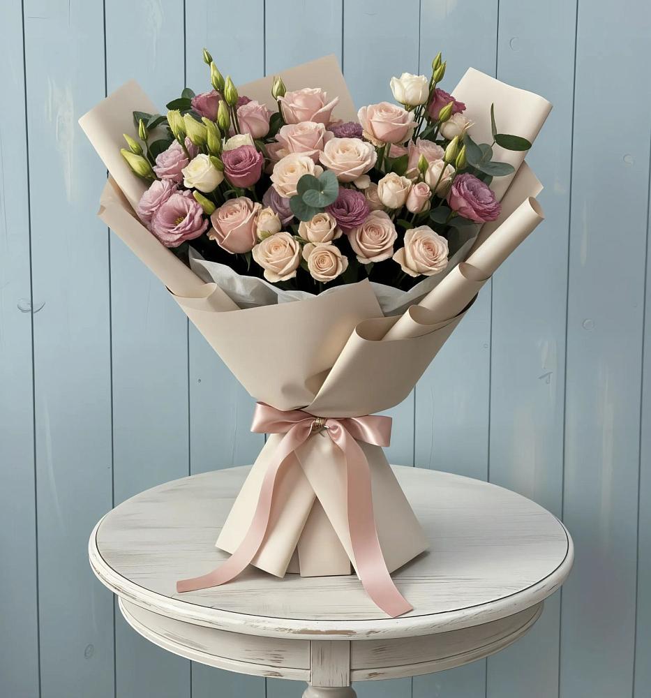 Букет цветов из: Розы и Лизиантусы в Карачаевске