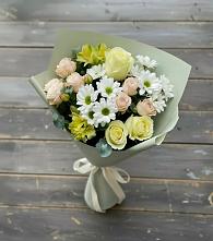 Букет цветов из:  Альстромерии, Розы и Хризантемы в Карачаевске